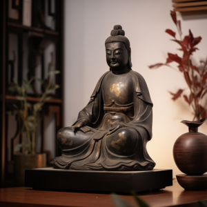 Statue laquée en bois de la fin de l'époque Ming, Chine, 17ème Siècle