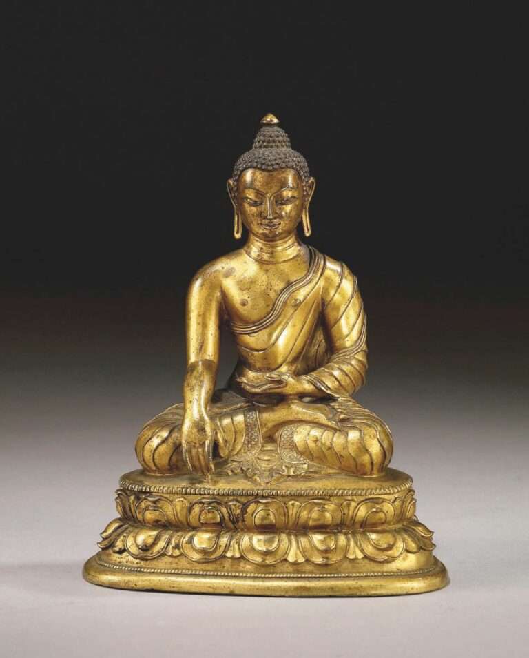 Bouddha en bronze doré du XVIIIe siècle