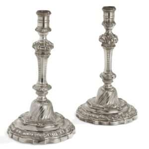 Paire de flambeaux en argent 18eme