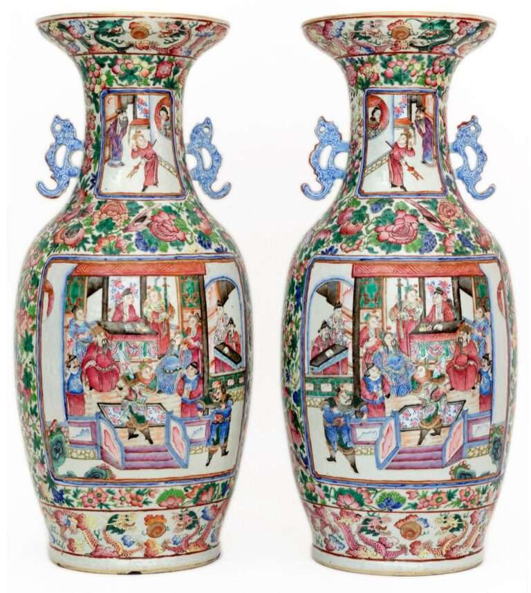 Paire de vases Canton du 19ème siècle