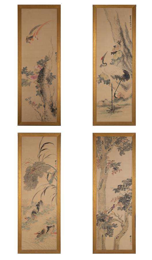 Série de 4 peintures chine 20eme