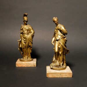 Paire de bronzes italiens - Minerve et Judith