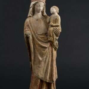 Vierge à l'Enfant en pierre calcaire polychrome, Bassin Parisien XIVe siècle
