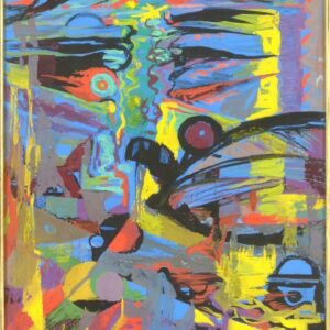 Peinture abstraite signée Georges Dacaux, datée 1947