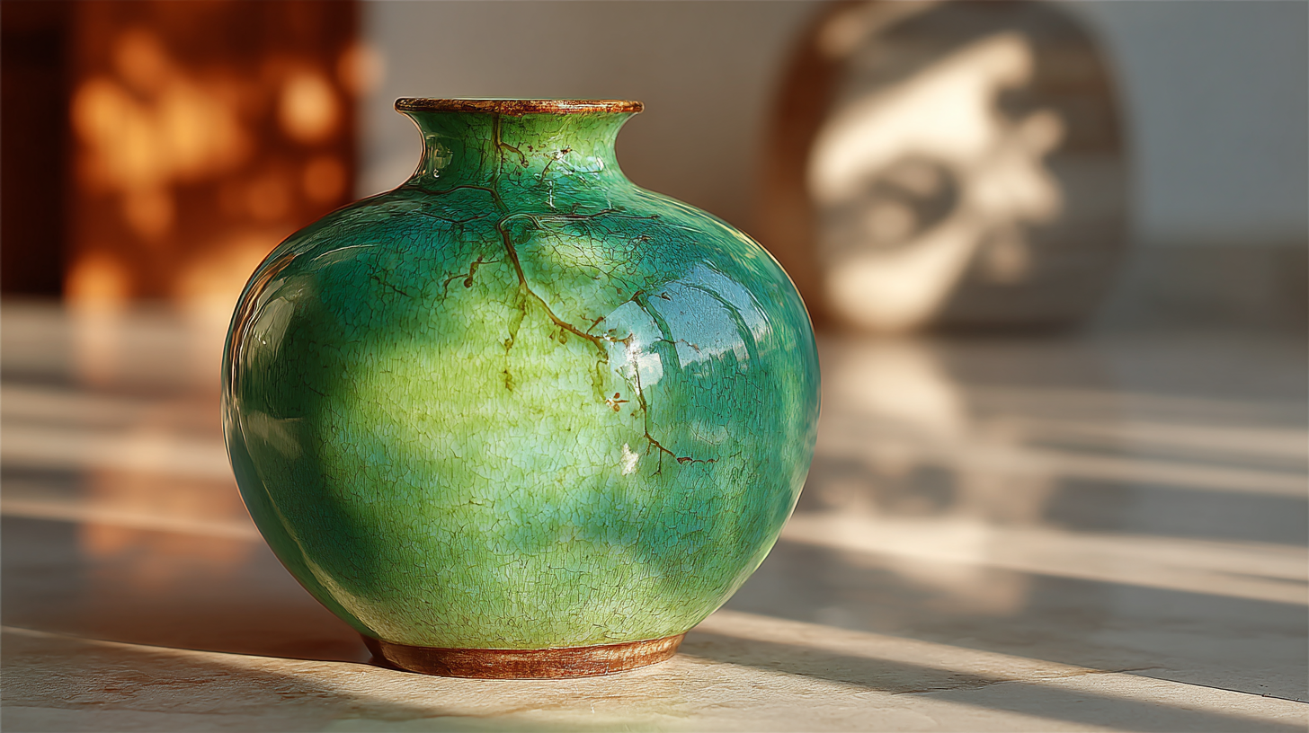 Realistically styled, a fine piece of Huaning green pottery, the glaze glowing with new life and radiance in the light